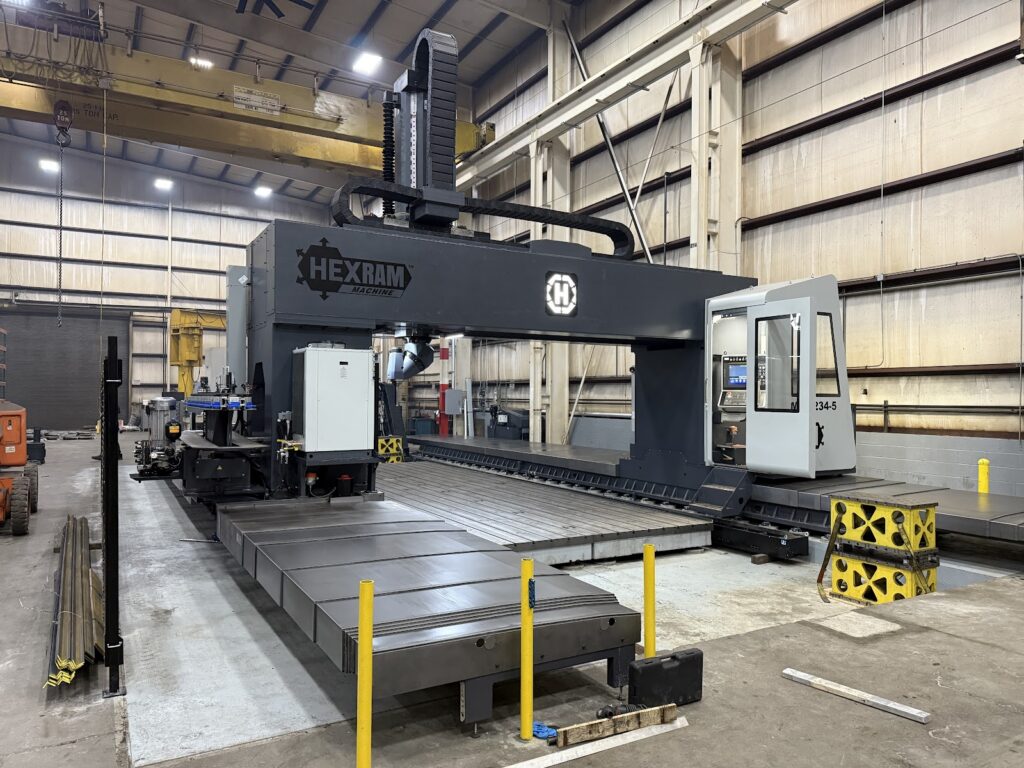 Hexram CNC gantry mill with large machining bed in the Brilex machine shop